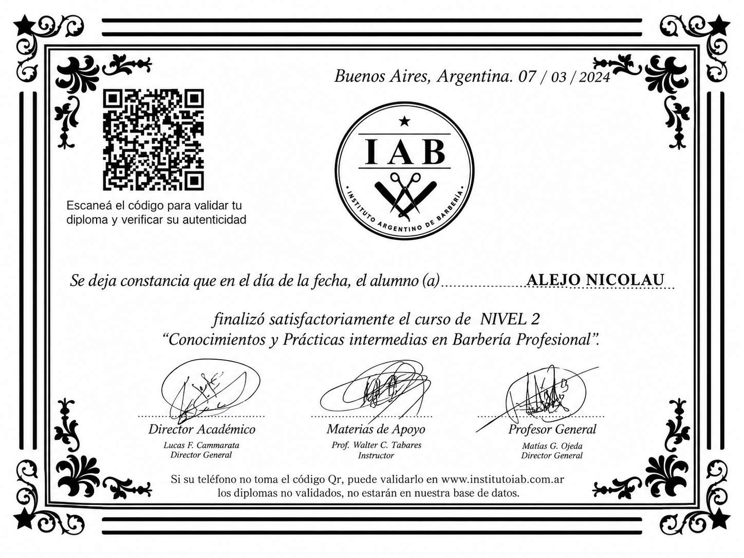 Diploma de capacitación profesional